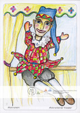 Die Postkarte zum Ausmalen; Postkarte Hohnsteiner Kasper. Die weltberühmte Puppenspielfigur Hohnsteiner Kasper. www.hohnstein.de