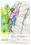 Die Postkarte zum Ausmalen; Postkarte Kletterer. An den Felsen der
Sächsisch-Böhmischen
Schweiz wird seit ca. 150
Jahren aus sportlichen
Motiven geklettert.
Hast du bei einem
Ausflug Kletterer beobachtet?
Oder hast du
vielleicht selbst schon
einmal das Klettern
probiert?
